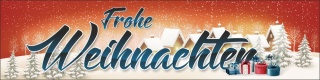 PVC Werbebanner Banner Plane Frohe Weihnachten Merry Christmas Fest mit Ösen, 3000 x 750 mm