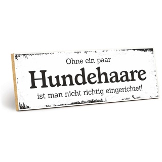 Vintage Shabby Holzschild "Ohne ein paar Hundehaare" – Dekoschild aus Holz 30x10 cm