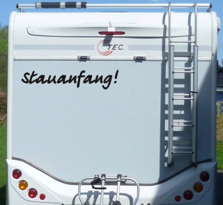 Aufkleber Stauanfang Wohnmobil Wohnwagen Camper Camping Caravan Auto