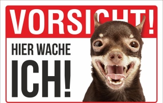 Schild Vorsicht Hier wache ich Chihuahua Hund Geschenk 3 mm Alu-Verbund 300 x 200 mm