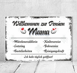Vintage Shabby Holzschild Dekoschild Pension Mama Mutter Geburtstag Geschenk