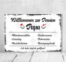 Vintage Shabby Holzschild Dekoschild Pension Papa Vater...
