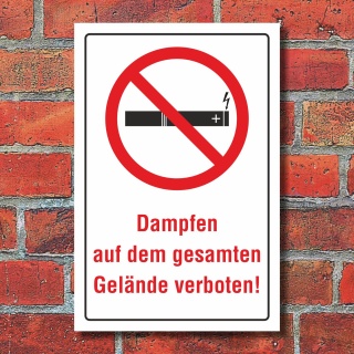 Schild Vapes Vapen Dampfen auf dem gesamten Gelände verboten 3 mm Alu-Verbund