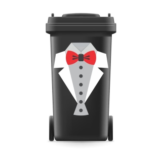Mülltonnenaufkleber Mülltonne Mülleimer Abfalltonne Sticker Anzug Frack Fliege - 426 x 320 mm