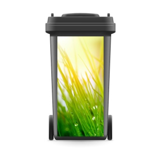 Mülltonnenaufkleber Mülltonne Mülleimer Abfalltonne Sticker Gras Tau Wiese Natur - 720 x 320 mm