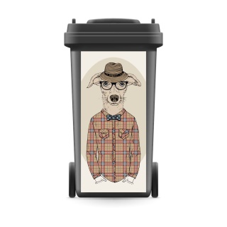 Mülltonnenaufkleber Mülltonne Mülleimer Abfalltonne Sticker Hund Anzug Hipster - 740 x 370 mm