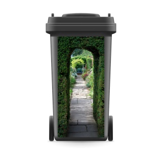 Mülltonnenaufkleber Mülltonne Mülleimer Abfalltonne Sticker Hecke Durchgang - 800 x 370 mm