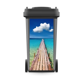 Mülltonnenaufkleber Mülltonne Mülleimer Abfalltonne Sticker Steg Meer Urlaub - 800 x 370 mm