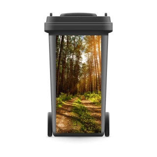 Mülltonnenaufkleber Mülltonne Mülleimer Abfalltonne Sticker Waldweg Wald Bäume - 720 x 320 mm