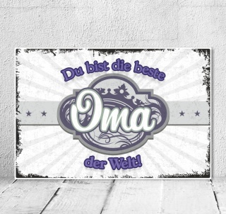 Vintage Shabby Holzschild Dekoschild Die beste Oma der Welt Geburtstag Geschenk