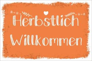 Schild Vintage Shabby Holzschild Türschild Herbstlich Willkommen Geschenk
