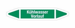 Rohrleitungskennzeichnung Aufkleber Etikett Kühlwasser Vorlauf DIN 2403 Wasser - 75 x 15 mm / 10 Stück