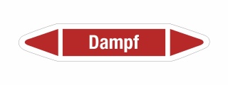 Rohrleitungskennzeichnung Aufkleber Etikett Dampf DIN 2403 Dampf - 180 x 36 mm / 10 Stück