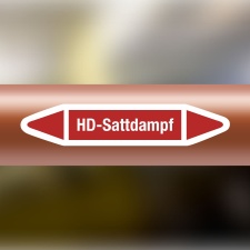 Rohrleitungskennzeichnung Aufkleber Etikett HD-Sattdampf DIN 2403 Dampf - 300 x 60 mm / 10 Stück