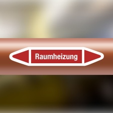 Rohrleitungskennzeichnung Aufkleber Etikett Raumheizung...
