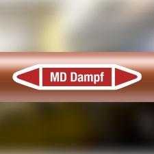 Rohrleitungskennzeichnung Aufkleber Etikett MD Dampf DIN...