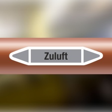 Rohrleitungskennzeichnung Aufkleber Etikett Zuluft DIN 2403 Luft - 75 x 15 mm / 50 Stück