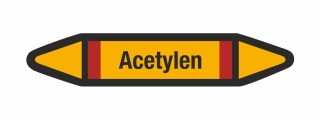 Rohrleitungskennzeichnung Aufkleber Etikett Acetylen DIN 2403 Brennbare Gase - 75 x 15 mm / 50 Stück