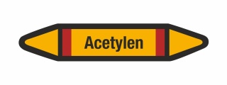 Rohrleitungskennzeichnung Aufkleber Etikett Acetylen DIN 2403 Brennbare Gase - 125 x 25 mm / 50 Stück