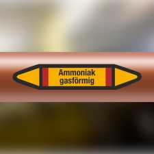 Rohrleitungskennzeichnung Aufkleber Ammoniak gasförmig DIN 2403 Brennbare Gase - 125 x 25 mm / 20 Stück