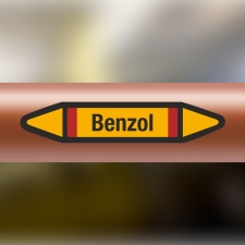 Rohrleitungskennzeichnung Aufkleber Etikett Benzol DIN...