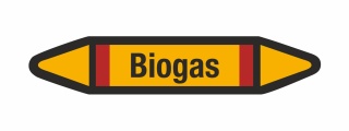 Rohrleitungskennzeichnung Aufkleber Etikett Biogas DIN 2403 Brennbare Gase - 75 x 15 mm / 50 Stück