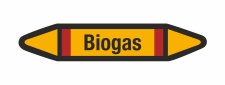 Rohrleitungskennzeichnung Aufkleber Etikett Biogas DIN 2403 Brennbare Gase - 75 x 15 mm / 50 Stück