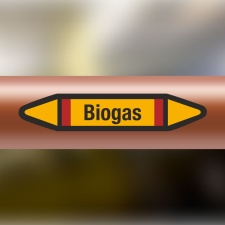 Rohrleitungskennzeichnung Aufkleber Etikett Biogas DIN 2403 Brennbare Gase - 300 x 60 mm / 20 Stück
