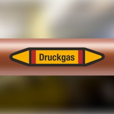Rohrleitungskennzeichnung Aufkleber Etikett Druckgas DIN...