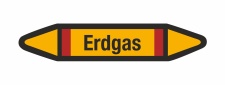 Rohrleitungskennzeichnung Aufkleber Etikett Erdgas DIN 2403 Brennbare Gase - 125 x 25 mm / 10 Stück