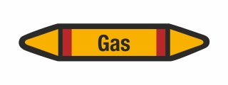 Rohrleitungskennzeichnung Aufkleber Etikett Gas DIN 2403 Brennbare Gase - 75 x 15 mm / 20 Stück