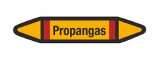 Rohrleitungskennzeichnung Aufkleber Etikett Propangas DIN 2403 Brennbare Gase - 75 x 15 mm / 50 Stück