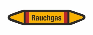 Rohrleitungskennzeichnung Aufkleber Etikett Rauchgas DIN 2403 Brennbare Gase - 300 x 60 mm / 10 Stück