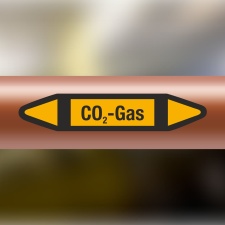 Rohrleitungskennzeichnung Aufkleber CO2 Gas DIN 2403 Nichtbrennbare Gase - 125 x 25 mm / 100 Stück