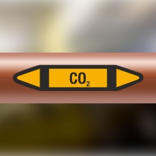 Rohrleitungskennzeichnung Aufkleber Etikett CO2 DIN 2403 Nichtbrennbare Gase - 75 x 15 mm / 250 Stück