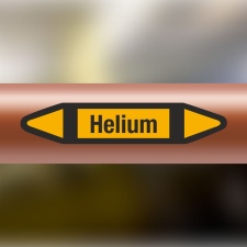 Rohrleitungskennzeichnung Aufkleber Helium DIN 2403 Nichtbrennbare Gase - 75 x 15 mm / 100 Stück
