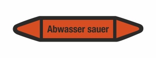 Rohrleitungskennzeichnung Aufkleber Etikett Abwasser sauer DIN 2403 Säuren - 125 x 25 mm / 20 Stück