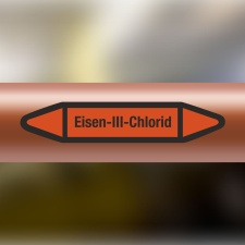 Rohrleitungskennzeichnung Aufkleber Etikett Eisen 3 Chlorid DIN 2403 Säuren - 75 x 15 mm / 10 Stück
