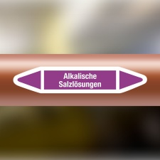 Rohrleitungskennzeichnung Aufkleber Etikett Alkalische Salzlösung DIN 2403 Laugen
