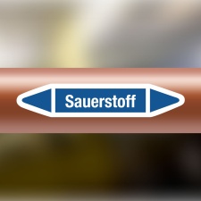 Rohrleitungskennzeichnung Aufkleber Etikett Sauerstoff DIN 2403 Sauerstoff - 75 x 15 mm / 50 Stück