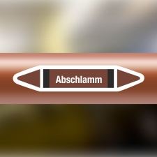 Rohrleitungskennzeichnung Aufkleber Etikett Abschlamm DIN 2403 - 75 x 15 mm / 100 Stück