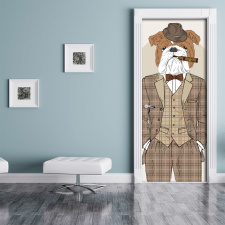 Türtapete Türposter Hund Bulldogge Anzug...