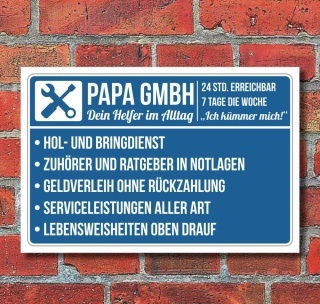 Schild Papa GmbH Geschenk Geburtstag Vatertag 3 mm Alu-Verbund