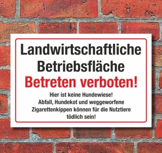 Schild Landwirtschaftliche Betriebsfläche Betreten verboten 3 mm Alu-Verbund 450 x 300 mm