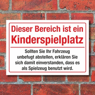 Schild Kinderspielplatz Hinweisschild Spielzeug 3 mm Alu-Verbund 300 x 200 mm