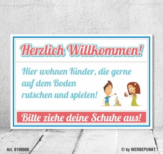 Vintage Shabby Holzschild Schuhe ausziehen Kinder spielen Geburtstag Geschenk