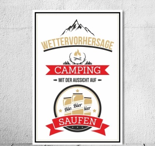 Vintage Holzschild Wettervorhersage Camping mit Saufen Geburtstag Geschenk