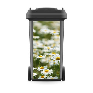 Mülltonnenaufkleber Mülltonne Mülleimer Abfalltonne Wiese Blumen Margeriten- 800 x 370 mm