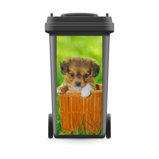 Mülltonnenaufkleber Mülltonne Mülleimer Abfalltonne Hund Pekinese Wiese Korb- 720 x 320 mm