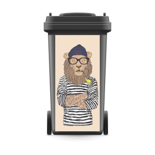 Mülltonnenaufkleber Mülltonne Mülleimer Abfalltonne Löwe Matrose Seefahrer- 740 x 370 mm